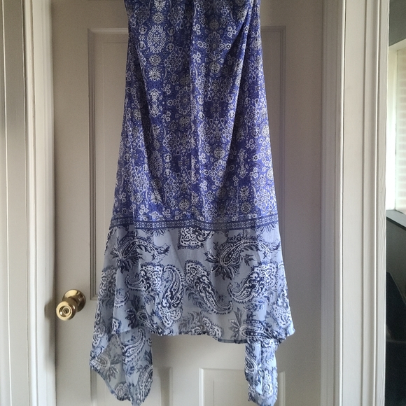 Francesca's alta blue handkerchief dress NWT L - Picture 2 of 3